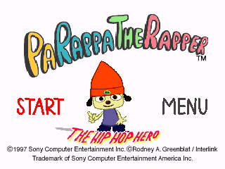 Parappa the Rapper title screen for Playstation